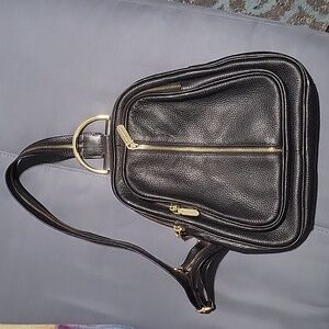 VALENTINA Made In Italy Leather Backpack With Zip Closures, used